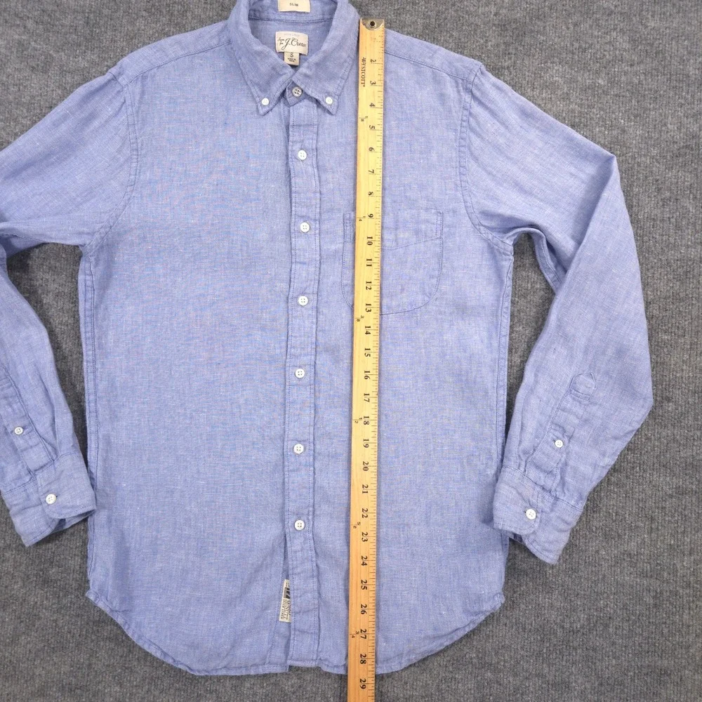 J Crew Baird McNutt Irish Linen Shirt Mens S Blue Slim Fit Long Sleeve Preppy